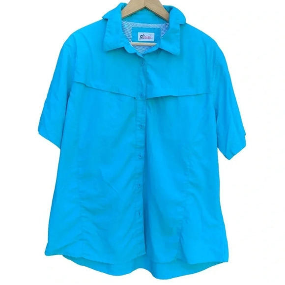 WORLDWIDE Sportsman size 2XL button down shirt, turquoise - Picture 1 of 5